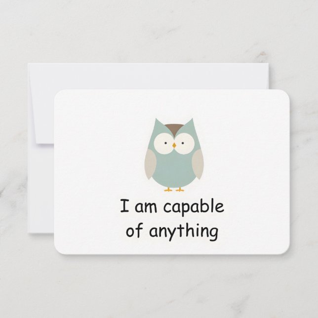 Confident Owl Woodland Animal Affirmation Card (Front)