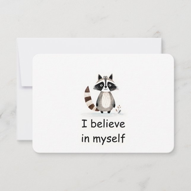 Confident Raccoon Woodland Animal Affirmation Card (Front)