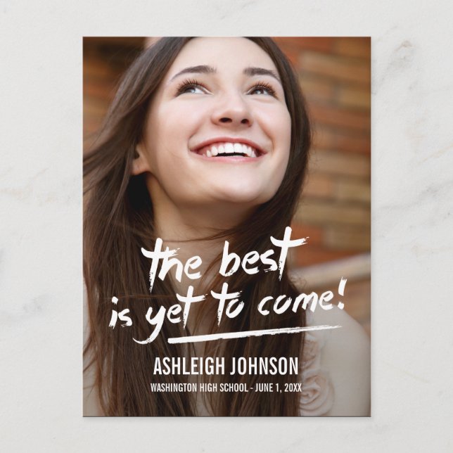 Confident Stroke Graduation Announcement (Front)