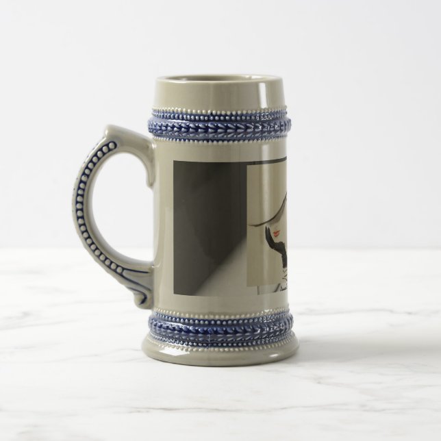 confident woman beer stein (Left)
