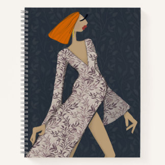 Confident Woman Elegant Glam Fashion Art Notebook
