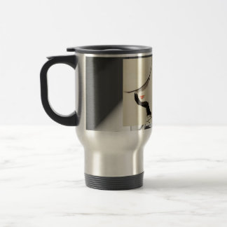 confident woman travel mug