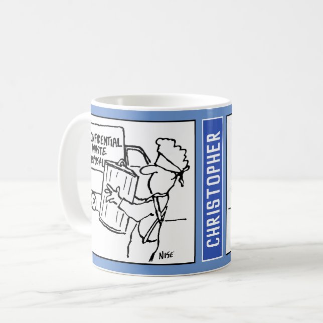 Confidential Waste Disposal Cartoon. Coffee Mug (Front Left)