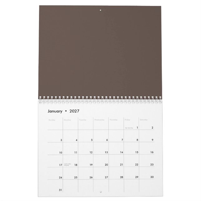 Confidently Against a Stylish Brown Wall Calendar (Jan 2027)