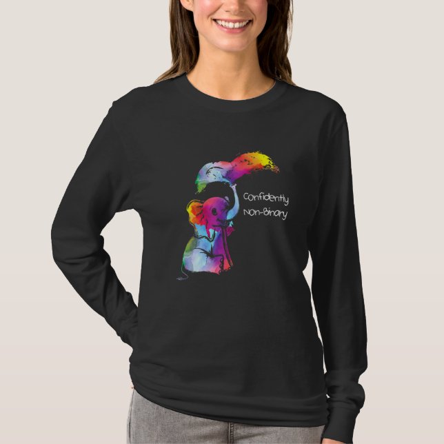Confidently Non Binary Rainbow Genderflexible Prid T-Shirt (Front)