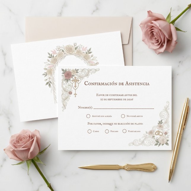 Confirmación de Asistencia elección de plato RSVP Card (Creator Uploaded)