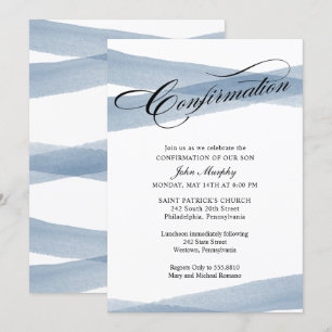 Confirmation, Blue Modern Watercolor Invitation
