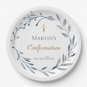 Confirmation blue wreath paper plate