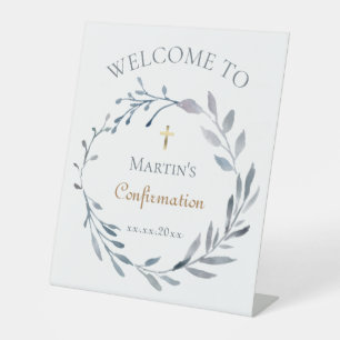 Confirmation blue wreath welcome sign