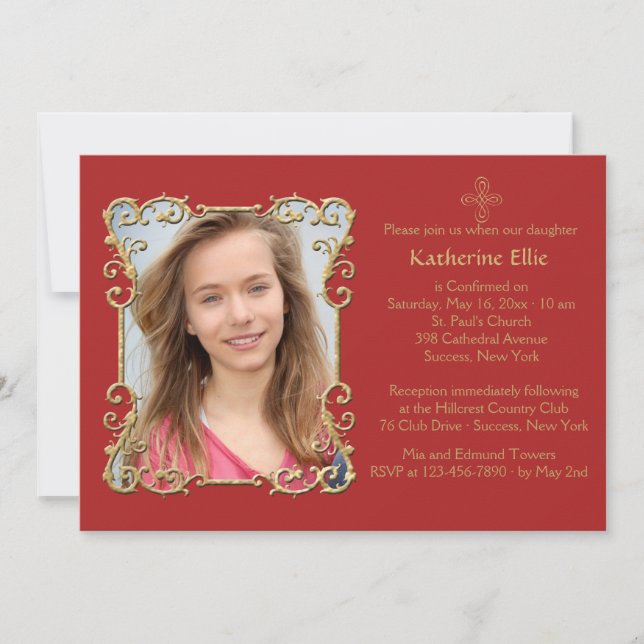 Confirmation Bold Religious Photo Invitation (Front)