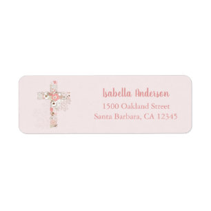 Confirmation Croix florale rose