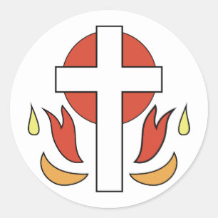 Confirmation Cross and Flames Classic Round Sticker