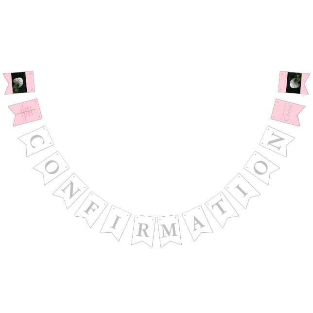 Confirmation Cross Girl Pink INSERT Your Photo Bunting Flags (All)