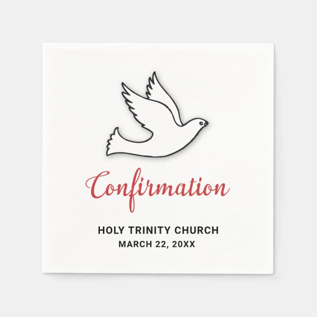 Confirmation Customize Dove with Red Napkin (Front)