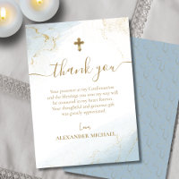 Confirmation de croix Merci bleu Gold