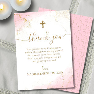 Confirmation de la croix d'or Merci rose