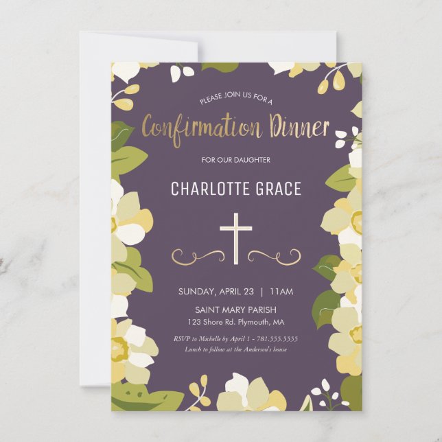 Confirmation Dinner Invitation, Girl's, Custom Invitation (Front)