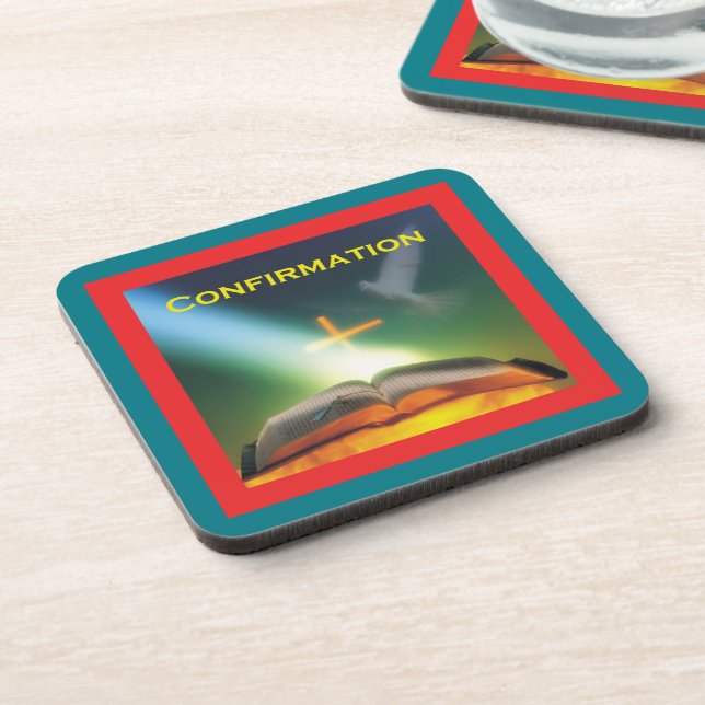 Confirmation Dove, Bible, Cross Coaster (Left Side)