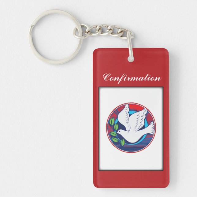 Confirmation, Dove Colourful, Vertical Gift Items Keychain (Front)