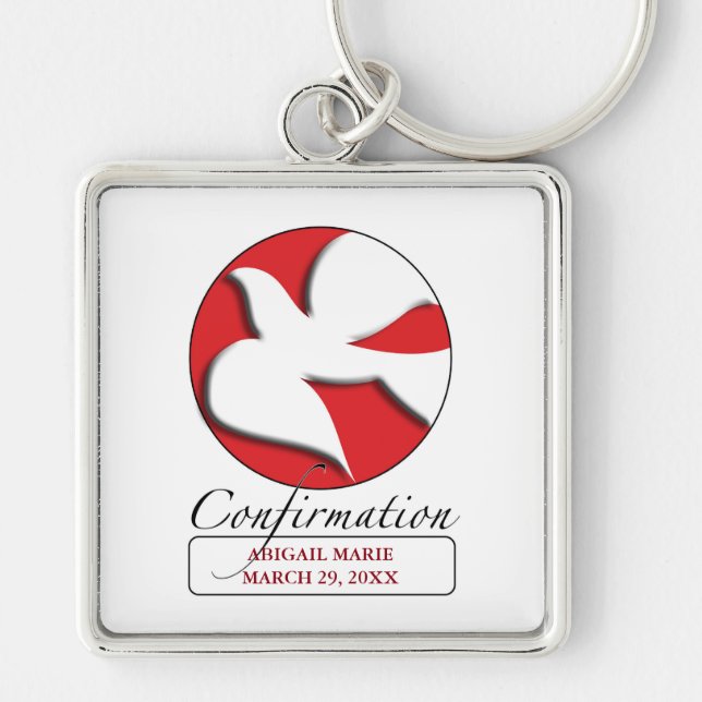 Confirmation, Dove, Custom Square Gift Items Keychain (Front)