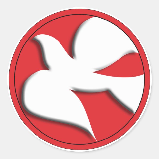 Confirmation Dove in Red Circle Classic Round Sticker (Front)