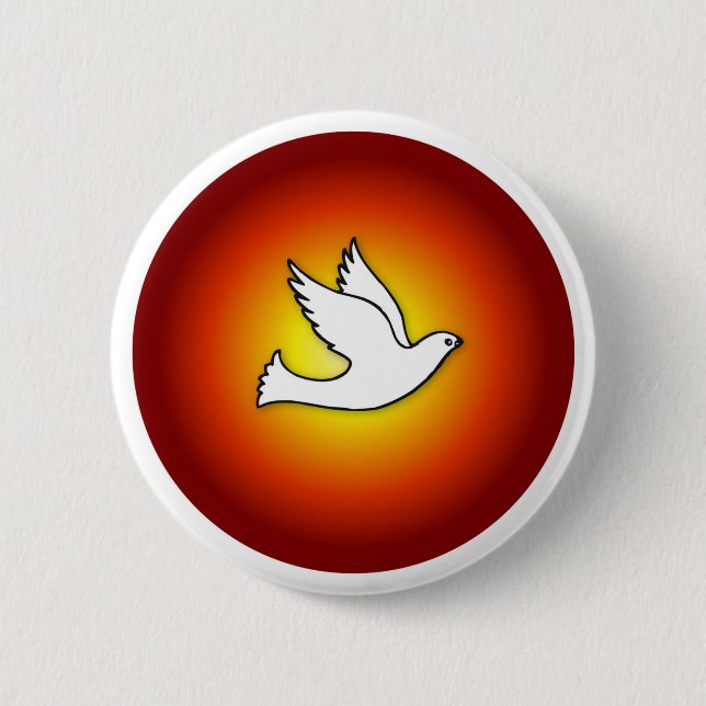 Confirmation Dove with Gold, Red Rays 2 Inch Round Button (Front)