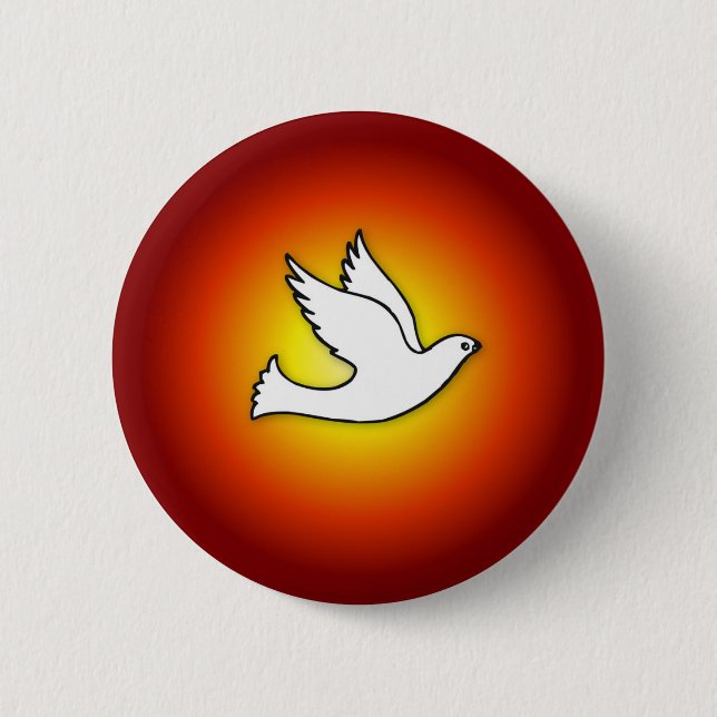 Confirmation Dove with Gold, Red Rays 2 Inch Round Button (Front)
