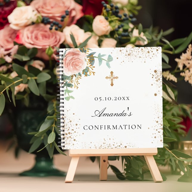 Confirmation du livre d'hôtes floral rose pâle (Créateur téléchargé)