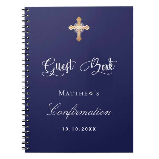 Confirmation du livre d'hôtes marine bleu blanc (Devant)