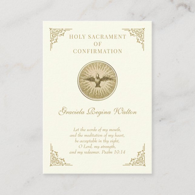 Confirmation du sacrement religieux Carte Sainte — (Devant)