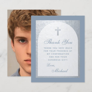 Confirmation Dusty Blue Budget Arch Carte de remer