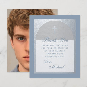 Confirmation Dusty Blue Budget Arch Thank You Card