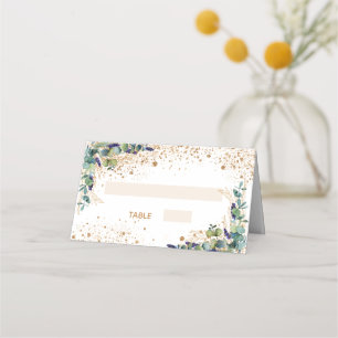 Confirmation eucalyptus gold glitter sparkles place card