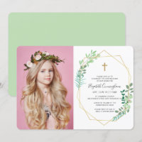 Confirmation For Her Geometric Foliage Cross