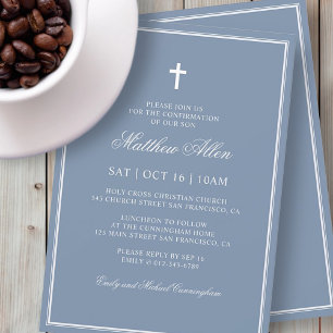 Confirmation For Him Elegant Classic Cross Invitation