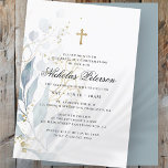 Confirmation For Him | Foliage Gold Cross Invitation<br><div class="desc">Design is composed of watercolor foliage leaf leaves botanicals and faux gold cross

Available here:
http://www.zazzle.com/store/selectpartysupplies</div>