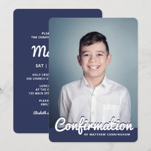 Confirmation For Him Modern Custom Photo Invitation