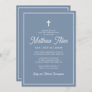Confirmation For Him Simple Elegant Modern Cross Invitation