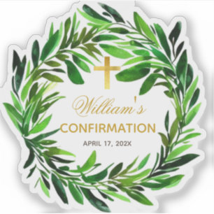 Confirmation Greenery Wreath Faux Gold Foil Cross
