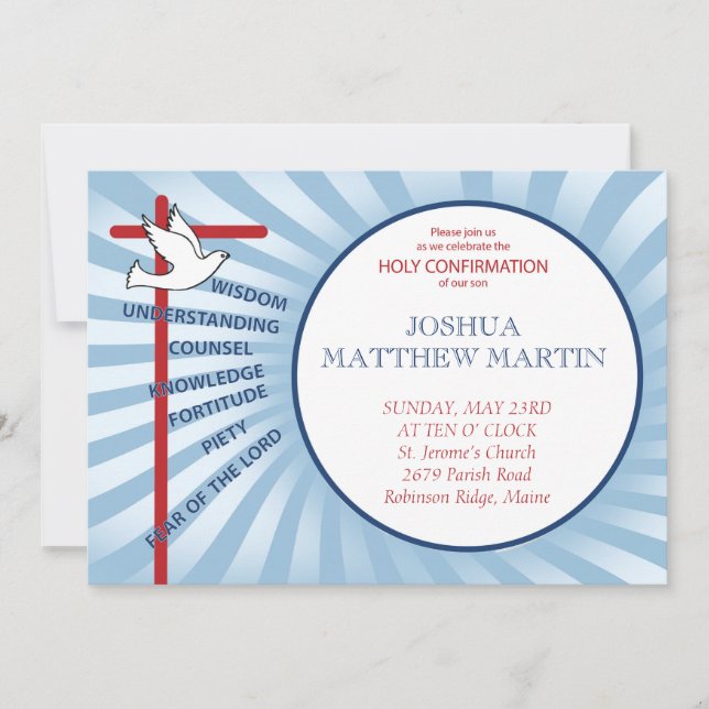 Confirmation Invitation Blue Rays (Devant)