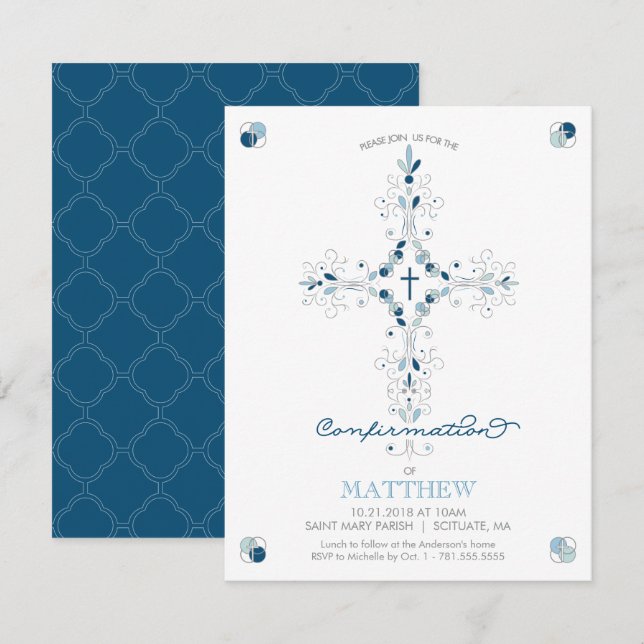 Confirmation Invitation - Catholic Ceremony Invite (Front/Back)