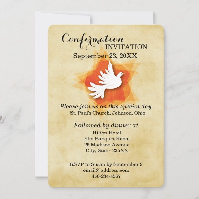 Confirmation Invitation, Dove Invitation (Front)