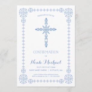 Confirmation Invitation, Elegant Invite with Cross
