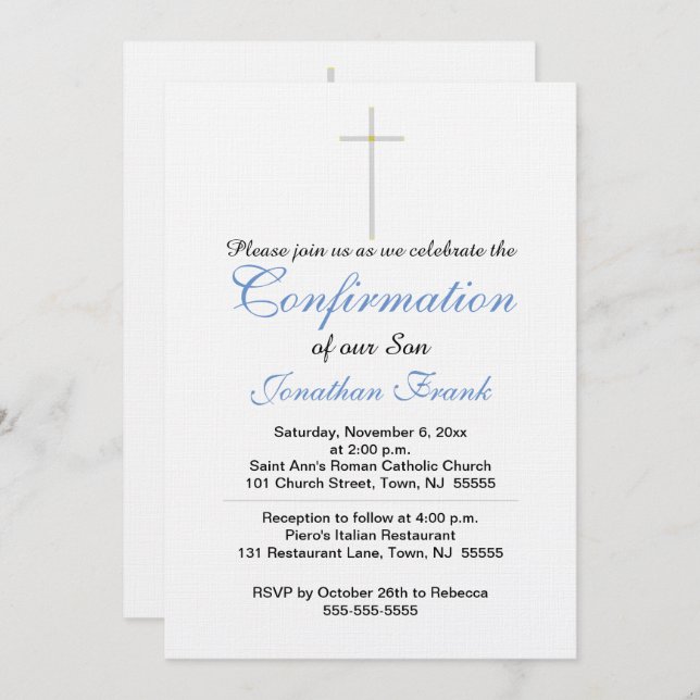 Confirmation Invitation Fils croisés (Devant / Derrière)
