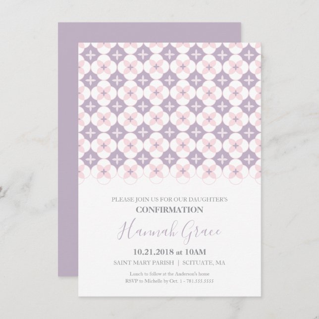 Confirmation Invitation - Girl's Simple, Custom (Front/Back)