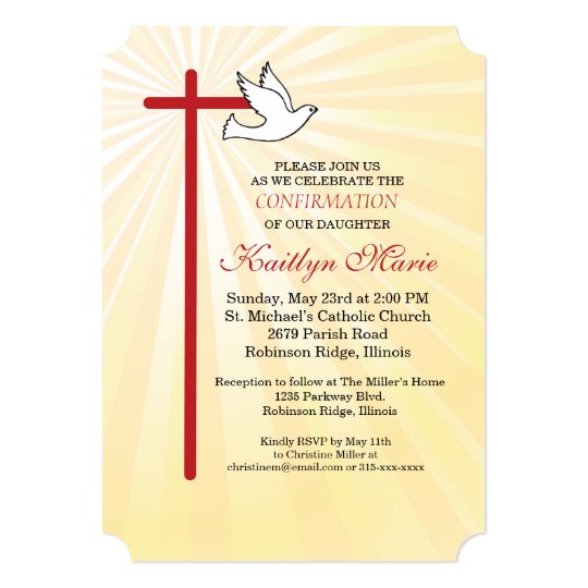 code definition confirmation Rays Cross  Zazzle.ca Invitation Dove Red & Confirmation Gold