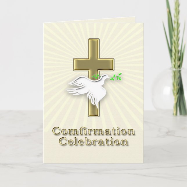 Confirmation invitation with a golden cross (Front)