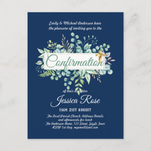 Confirmation Invitations Eucalyptus Greenery Budge