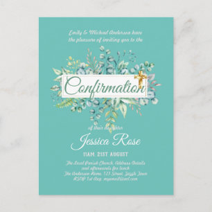 Confirmation Invitations Eucalyptus Greenery Budge