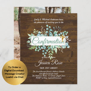 Confirmation Invitations Eucalyptus Greenery Budge